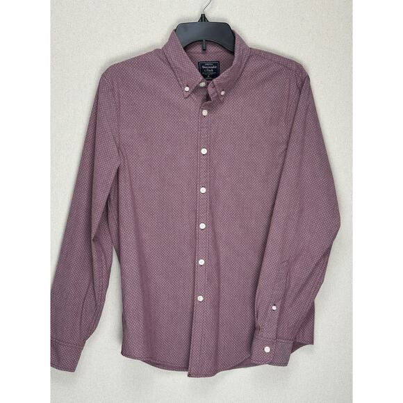 Abercrombie & Fitch Shirt Mens Adult Medium Lt. Maroon Button Up Stretch - Picture 1 of 11